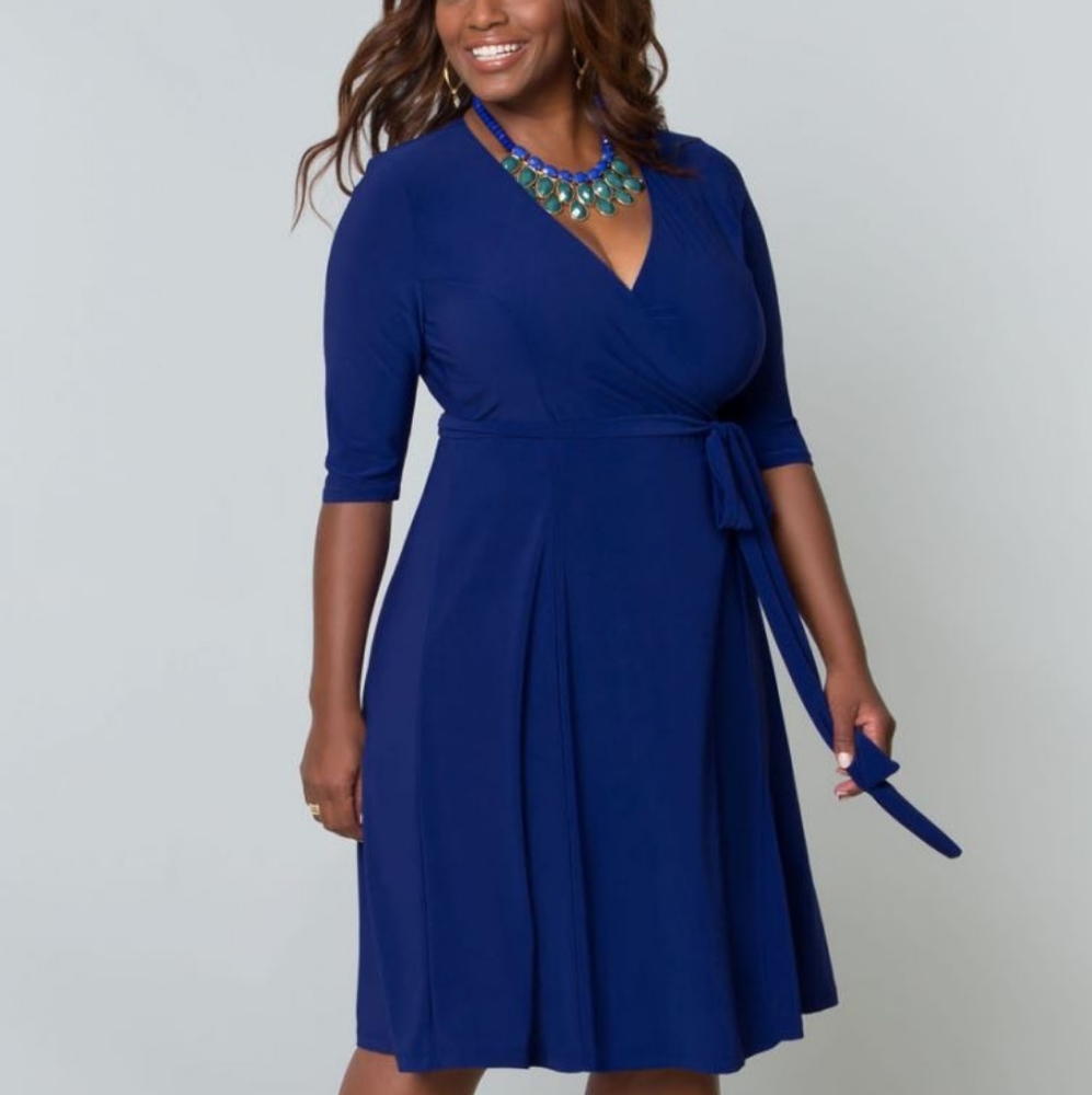 Kiyonna Cobalt Blue Essential Wrap Dress, Sz 1